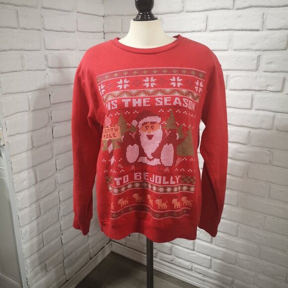 2 / $30.00 - Happy Holidays Ladies Size Large Red Fleece Lined Sweatshirt - Picture 1 of 10